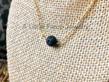 Gold Chain Necklace with Round Black Lava Stone Bead - 17" (essential oils diffuser)