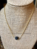 Gold Chain Necklace with Round Black Lava Stone Bead - 17" (essential oils diffuser)