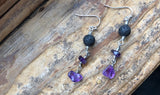 Amethyst Essential Oil Diffuser Earrings - Black, Silver, Purple