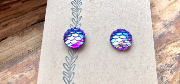 Light Purple Mermaid Scale Stud Earrings