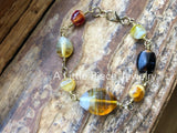 Yellow Hues Bracelet - Glass bead wire wrapped bracelet