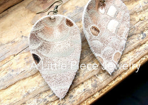 Rosie Metallic Snake Pattern Genuine Cowhide Leaf Leather Earrings