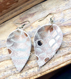 Rosie Metallic Snake Pattern Genuine Cowhide Leaf Leather Earrings