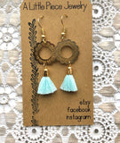 Summer Flower Earrings in Teal and Gold