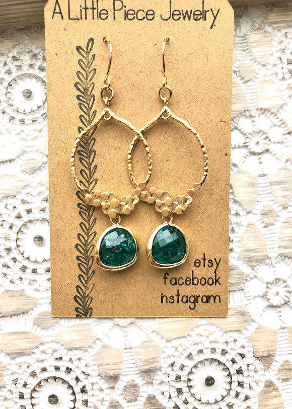 Refined Earrings in Green and Gold