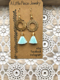 Summer Flower Earrings in Teal and Gold