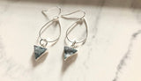 Triangle Teardrop Earrings in Silver Druzy