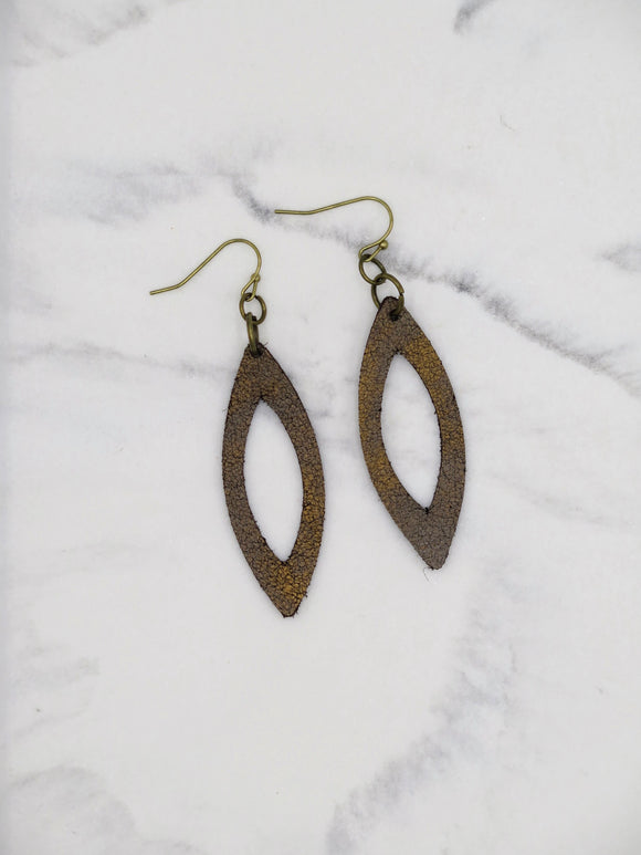 Brass Open Leaf Earrings