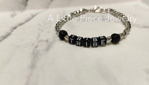 TRIBE Wordy Bracelet - Stackable in Black and Silver