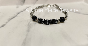 FAITH Wordy Bracelet - Stackable in Black and Silver
