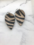 Zebra Leaf Earrings in Cork and Genuine Leather