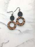 Speckled Cork and Leather Earrings
