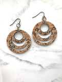 Retro Circles - Earrings in Leather and Cork